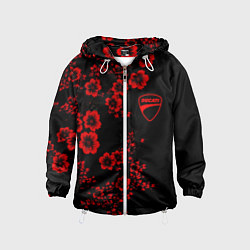 Ветровка с капюшоном детская Ducati - red flowers, цвет: 3D-белый