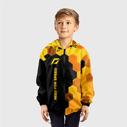 Ветровка с капюшоном детская Need for Speed - gold gradient: по-вертикали, цвет: 3D-черный — фото 2