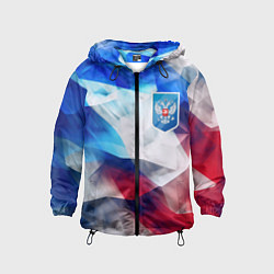 Ветровка с капюшоном детская Абстракция герб России, цвет: 3D-черный