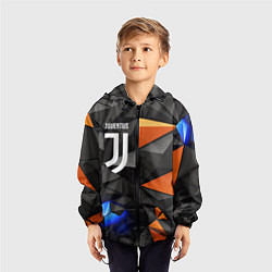 Ветровка с капюшоном детская Juventus orange black style, цвет: 3D-черный — фото 2