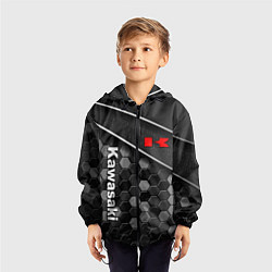 Ветровка с капюшоном детская Kawasaki - технологическая, цвет: 3D-черный — фото 2
