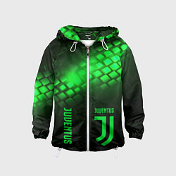 Ветровка с капюшоном детская Juventus green logo neon, цвет: 3D-белый