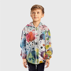 Ветровка с капюшоном детская Colorful blots - vogue - abstraction, цвет: 3D-белый — фото 2