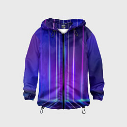 Ветровка с капюшоном детская Neon glow - vaporwave - strips, цвет: 3D-черный