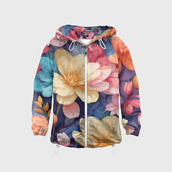 Ветровка с капюшоном детская Водянная лилия лотосы кувшинки, цвет: 3D-белый