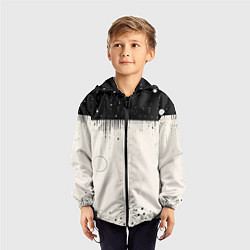 Ветровка с капюшоном детская Снежный пейзаж зимней ночью, цвет: 3D-черный — фото 2