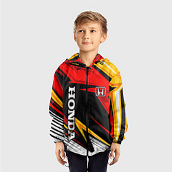 Ветровка с капюшоном детская Honda - красный и оранжевый, цвет: 3D-черный — фото 2