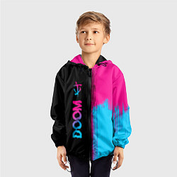 Ветровка с капюшоном детская Doom - neon gradient: по-вертикали, цвет: 3D-черный — фото 2