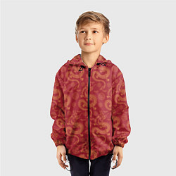 Ветровка с капюшоном детская Dragon red pattern, цвет: 3D-черный — фото 2