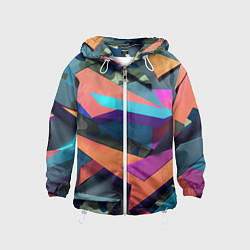 Ветровка с капюшоном детская Камуфляж и цветная геометрия - нейросеть, цвет: 3D-белый