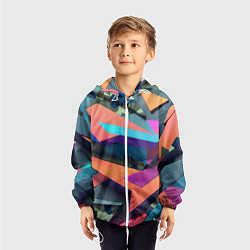 Ветровка с капюшоном детская Камуфляж и цветная геометрия - нейросеть, цвет: 3D-белый — фото 2