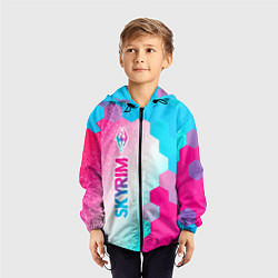 Ветровка с капюшоном детская Skyrim neon gradient style: по-вертикали, цвет: 3D-черный — фото 2