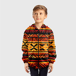 Ветровка с капюшоном детская Узор в этническом стиле масаев, цвет: 3D-черный — фото 2