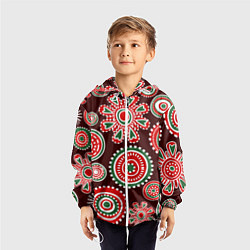 Ветровка с капюшоном детская Новогодний принт красный, цвет: 3D-белый — фото 2