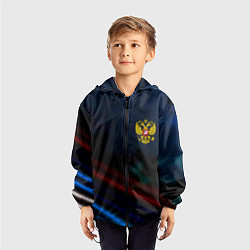 Ветровка с капюшоном детская Спортивная россия герб, цвет: 3D-черный — фото 2