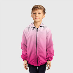 Ветровка с капюшоном детская Бело-розовый градиент, цвет: 3D-черный — фото 2