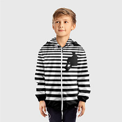 Ветровка с капюшоном детская Силуэт на чёрно белом полосы, цвет: 3D-белый — фото 2