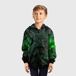 Ветровка с капюшоном детская Пространственные узоры зелени, цвет: 3D-черный — фото 2