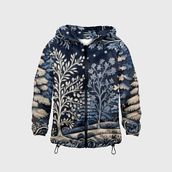 Ветровка с капюшоном детская Ледяные узоры нового года, цвет: 3D-черный