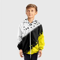 Ветровка с капюшоном детская Брызги желто-черных красок, цвет: 3D-белый — фото 2