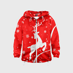 Ветровка с капюшоном детская Christmas deer, цвет: 3D-белый