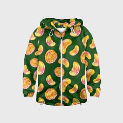 Ветровка с капюшоном детская Мандариновые дольки, цвет: 3D-белый