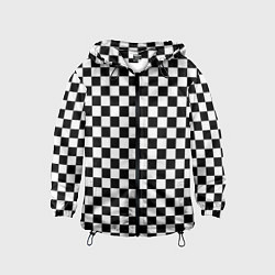 Ветровка с капюшоном детская Шахматное поле чёрно-белый, цвет: 3D-черный
