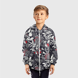 Ветровка с капюшоном детская Разные грибы, цвет: 3D-белый — фото 2