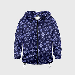 Ветровка с капюшоном детская Снежный новогодний паттерн сине-фиолетовый, цвет: 3D-черный
