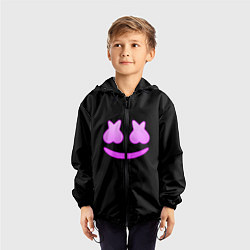 Ветровка с капюшоном детская Маршмеллоу розовый градиент лого, цвет: 3D-черный — фото 2
