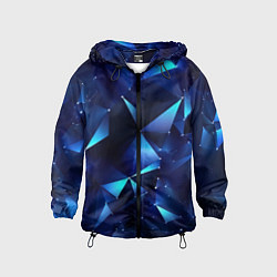 Ветровка с капюшоном детская Синие осколки из мелких абстрактных частиц, цвет: 3D-черный