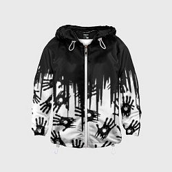 Ветровка с капюшоном детская Death Stranding отпечатки рук, цвет: 3D-белый
