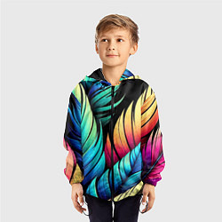 Ветровка с капюшоном детская Color feathers - neon, цвет: 3D-черный — фото 2