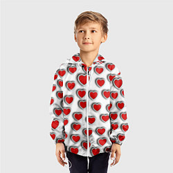 Ветровка с капюшоном детская Стикеры наклейки сердечки объемные, цвет: 3D-белый — фото 2