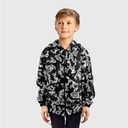 Ветровка с капюшоном детская Капли жидкого металла - камуфляж на чёрном, цвет: 3D-черный — фото 2