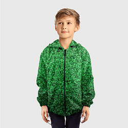 Ветровка с капюшоном детская Мелкая мозаика зелёный градиент, цвет: 3D-черный — фото 2