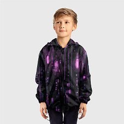 Ветровка с капюшоном детская Киберпанк светящиеся фиолетовые элементы, цвет: 3D-черный — фото 2
