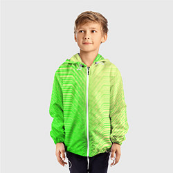 Ветровка с капюшоном детская Зелёные градиентные линии, цвет: 3D-белый — фото 2