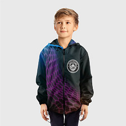 Ветровка с капюшоном детская Manchester City футбольная сетка, цвет: 3D-черный — фото 2