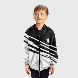 Ветровка с капюшоном детская Ювентус спорт текстура, цвет: 3D-черный — фото 2