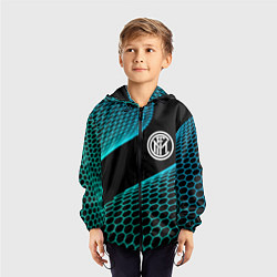 Ветровка с капюшоном детская Inter football net, цвет: 3D-черный — фото 2