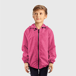 Ветровка с капюшоном детская Текстура однотонный розовый Барби, цвет: 3D-черный — фото 2