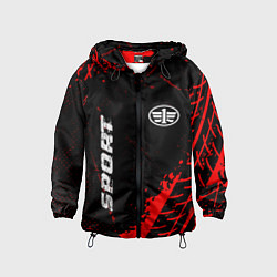 Ветровка с капюшоном детская FAW red sport tires, цвет: 3D-черный