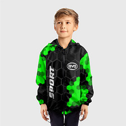 Ветровка с капюшоном детская BYD green sport hexagon, цвет: 3D-черный — фото 2