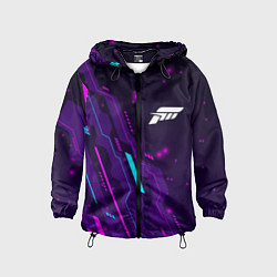 Ветровка с капюшоном детская Forza Horizon neon gaming, цвет: 3D-черный