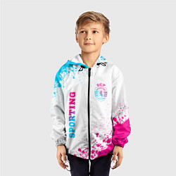 Ветровка с капюшоном детская Sporting neon gradient style вертикально, цвет: 3D-черный — фото 2