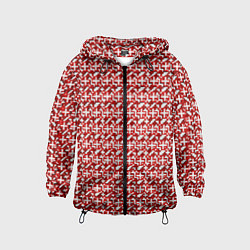 Ветровка с капюшоном детская Белые плюсики на красном фоне, цвет: 3D-черный