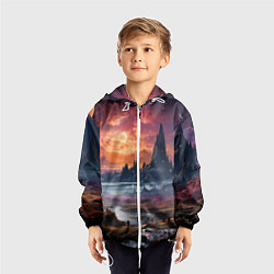 Ветровка с капюшоном детская Космический фантазийный мир на другой планете, цвет: 3D-белый — фото 2