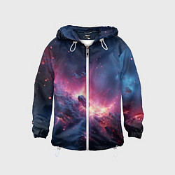 Ветровка с капюшоном детская Взрыв в космосе, цвет: 3D-белый