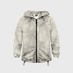 Ветровка с капюшоном детская Бежевые пальмы паттерн, цвет: 3D-черный